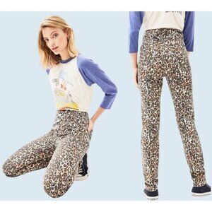 VOLCOM Skinny Hi Rise Exposed Button Animal Print Jeans Size 26